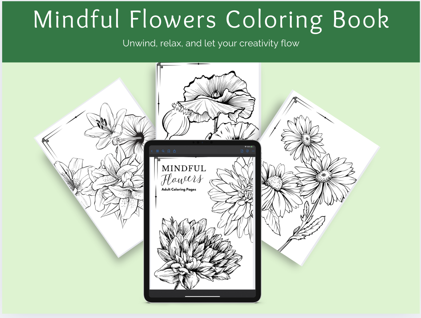 🌸 Mindful Flowers Coloring Book